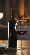 vertical red sm Red Wine Glass With Bottle
